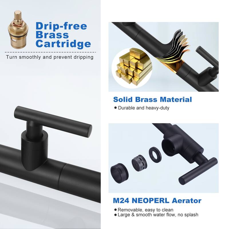 WOWOW Deck Mount Double Handle Pot Filler Faucet