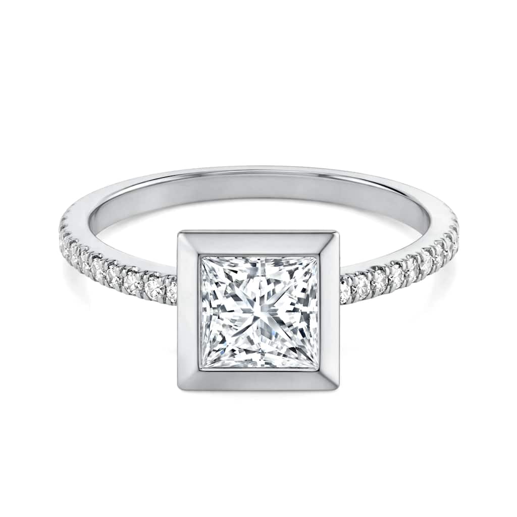 Auriya 14K Gold Bezel Princess Diamond Engagement Ring 1.20 - 5.32ct. tw. (F-G, VS)