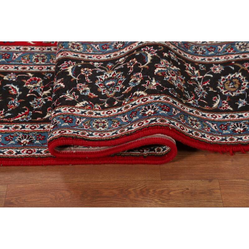 Traditional Floral Kashan Turkish Rug Machine-Made Red Carpet - 9'8" x 13'2"