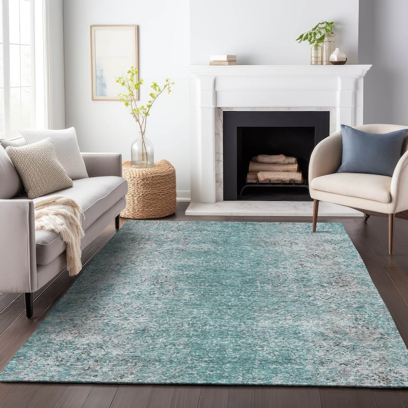 Machine Washable Indoor/ Outdoor Chantille Solid Contemporary Rug