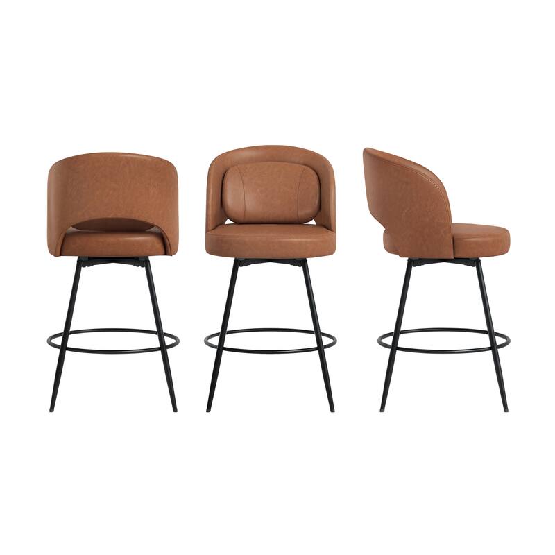 Swivel Bar Stools Set Of 2/3/4, Metal Bar Stools, Modern Upholstered Bar Stools For Kitchen Island - 20.3"W X 20.3"D X 39"H