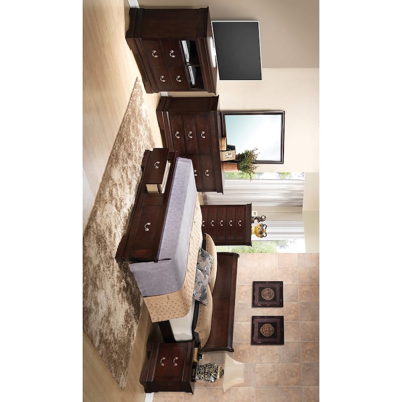 Full Sleigh Bed with Two Storage Drawers - 84" - Dark Brown