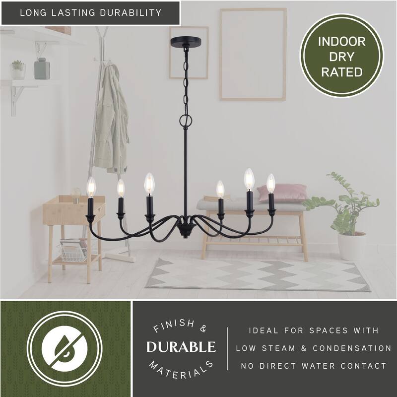 Annabelle 6 Light Farmhouse Candelabra Chandelier