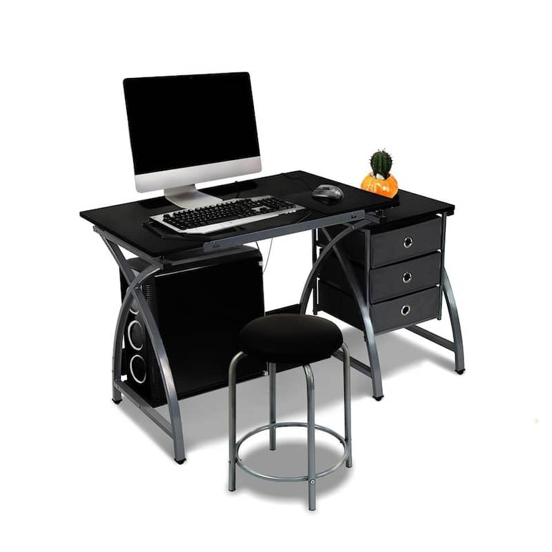 Yaheetech Adjustable Drafting TableStation Desk with Stool