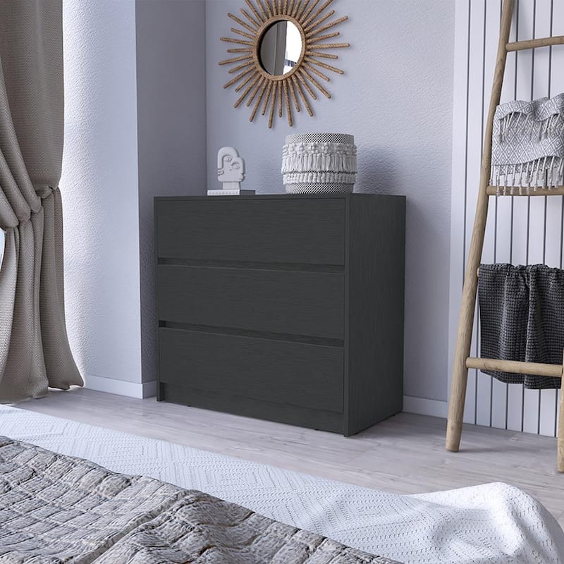 Modern 3 Drawer Dresser Wood Storage Chest for Bedroom or Office