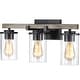 preview thumbnail 5 of 9, 22 in. 3-Light Natural Iron and Distressed Faux Wood Industrial Farmhouse Bathroom Vanity Light with Clear Glass Shades - 22"L