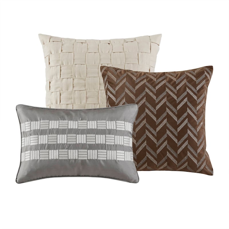 8 PCS Queen Jacquard Oversized Duvet Style Comforter Set Taupe