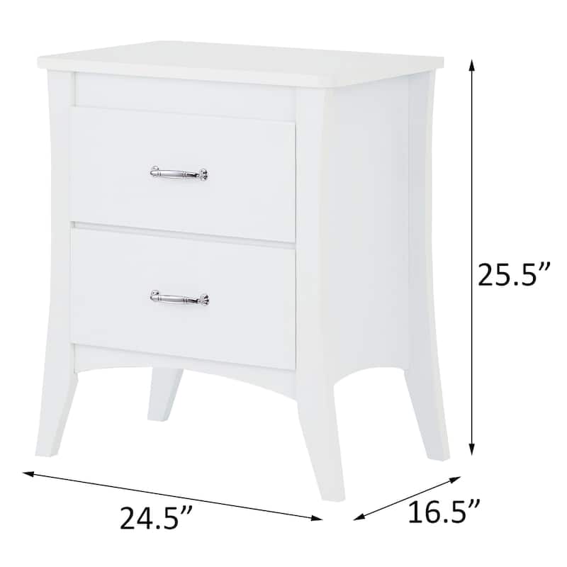 Vexa White 2-Drawer Nightstand