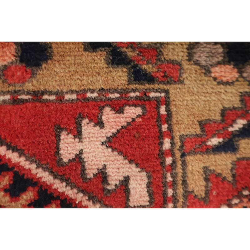 Hand Knotted Oriental 100% Wool Carpet Traditional Tribal Red Hamedan Runner Rug - 12' 5'' X 3' 6''