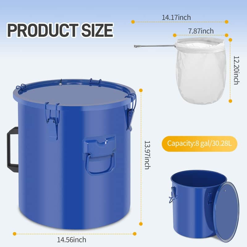 8 Gallon Fryer Oil Disposal Carbon Steel Fryer Grease Bucket