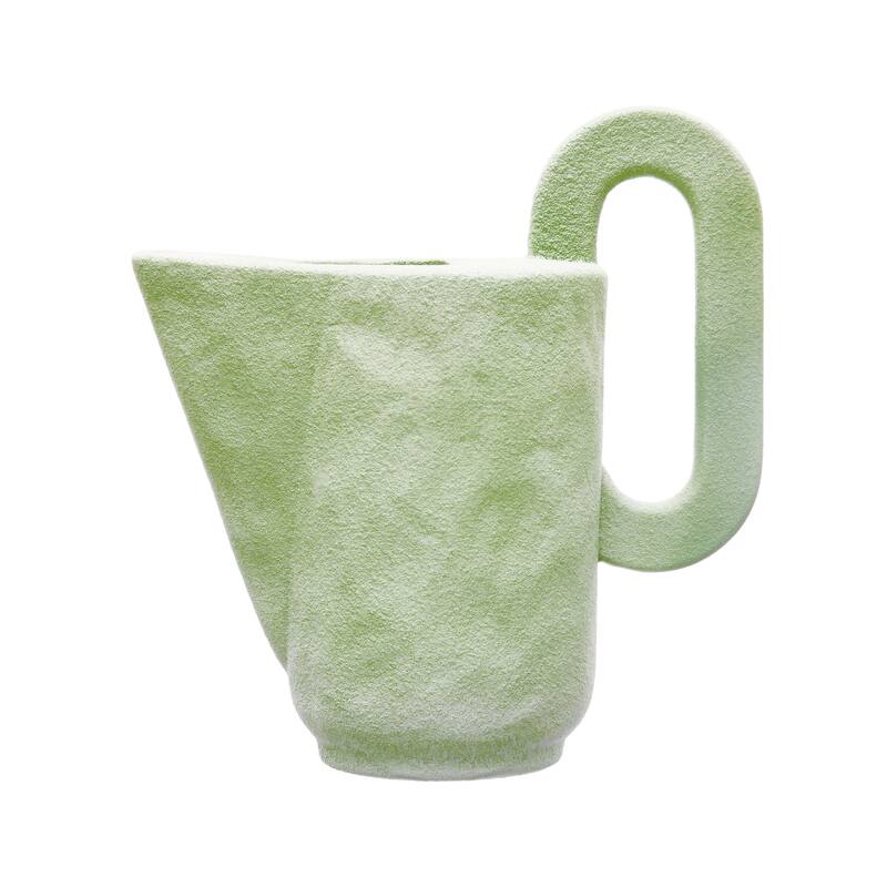 Decorative Stoneware Pitcher Vase with Handle - 9.1"L x 4.5"W x 9.6"H - Green
