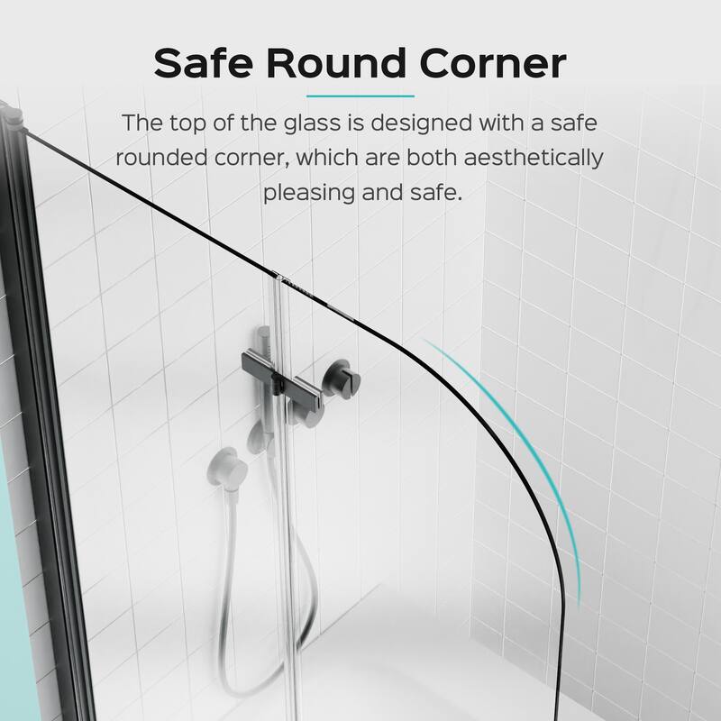 34" W x 58" H Frameless Folding Pivot Bathtub Door