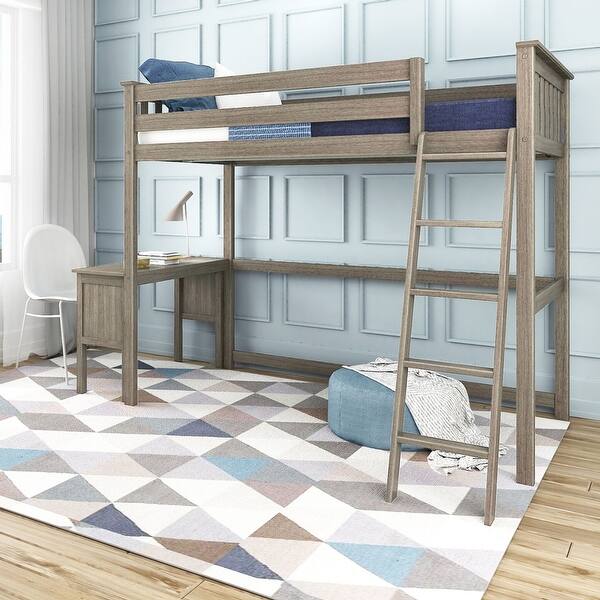 slide 2 of 22, Max and Lily Twin-Size High Loft Bed with Desk Clay