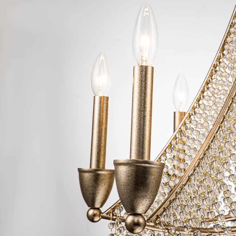 OYIPRO 8-Light Vintage Antique Gold Crystal Large Empire Chandelier
