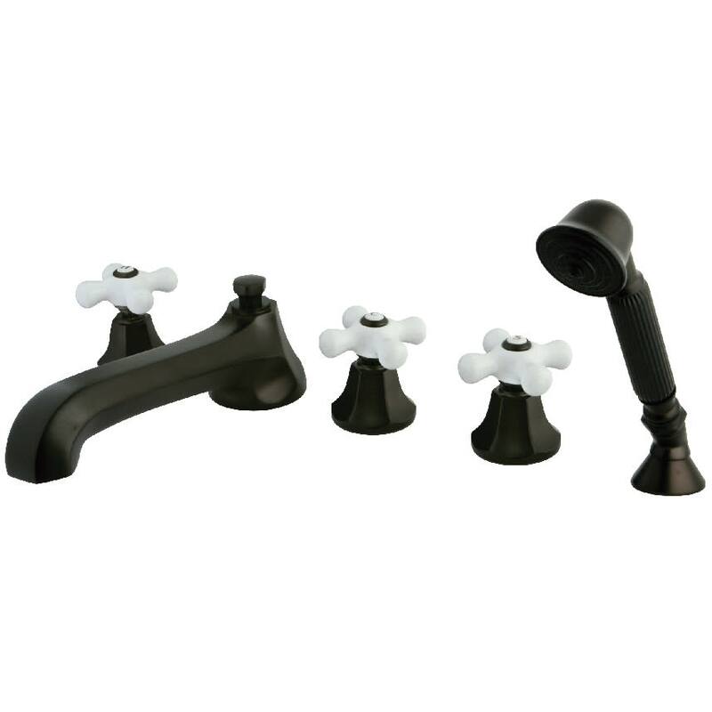 Kingston Brass Metropolitan Widespread Deck Mounted Roman Tub Filler