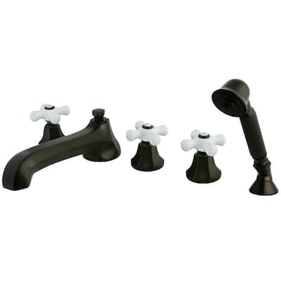 Kingston Brass Metropolitan Widespread Deck Mounted Roman Tub Filler