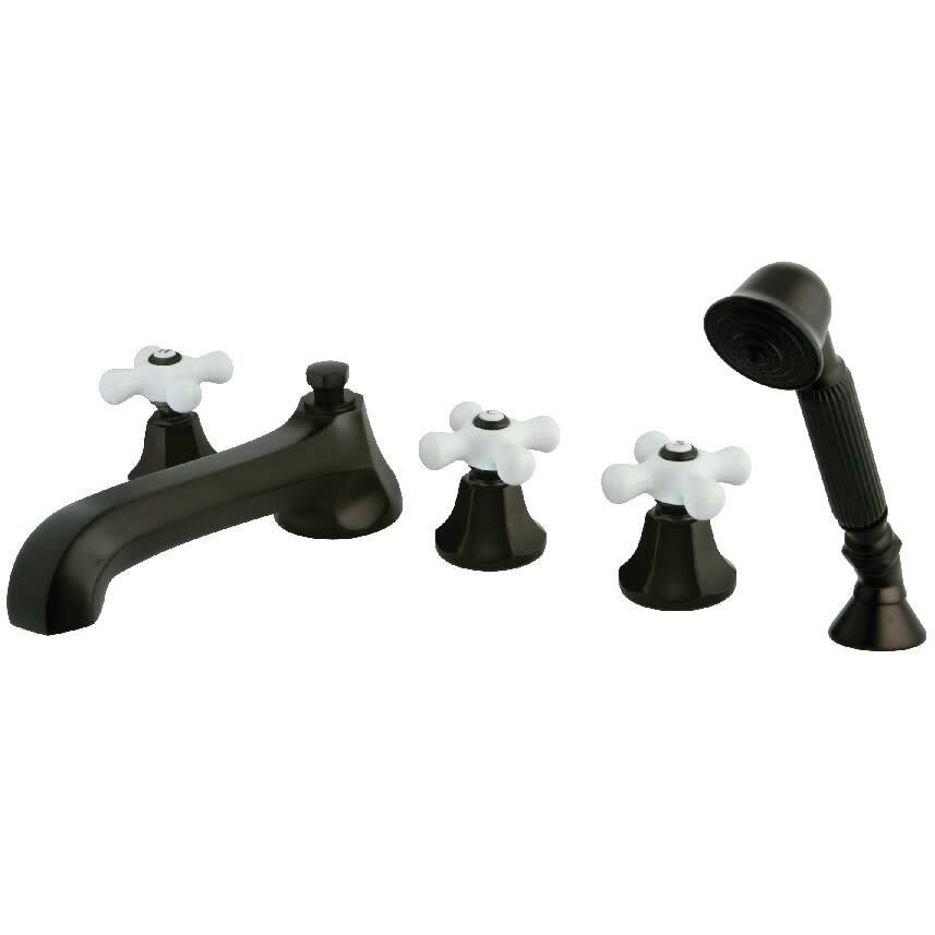Kingston Brass Metropolitan Widespread Deck Mounted Roman Tub Filler