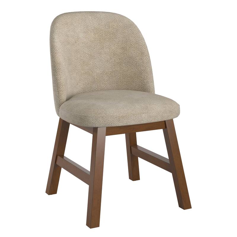 Harstad Wood Finish Taupe Fabric Curved Low Back Dining Chair (Set of 2) by iNSPIRE Q Modern