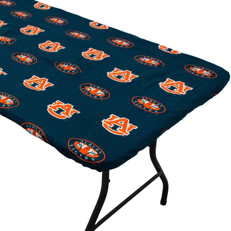 Auburn Tigers Tailgate Fitted Tablecloth, 33" x 33", Card Table - 72" x 30", 6 ft table
