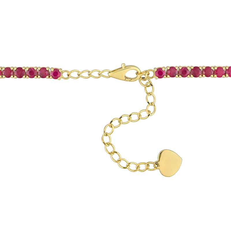 Miadora 16 1/5ct TGW Ruby Tennis Necklace in 14k Yellow Gold