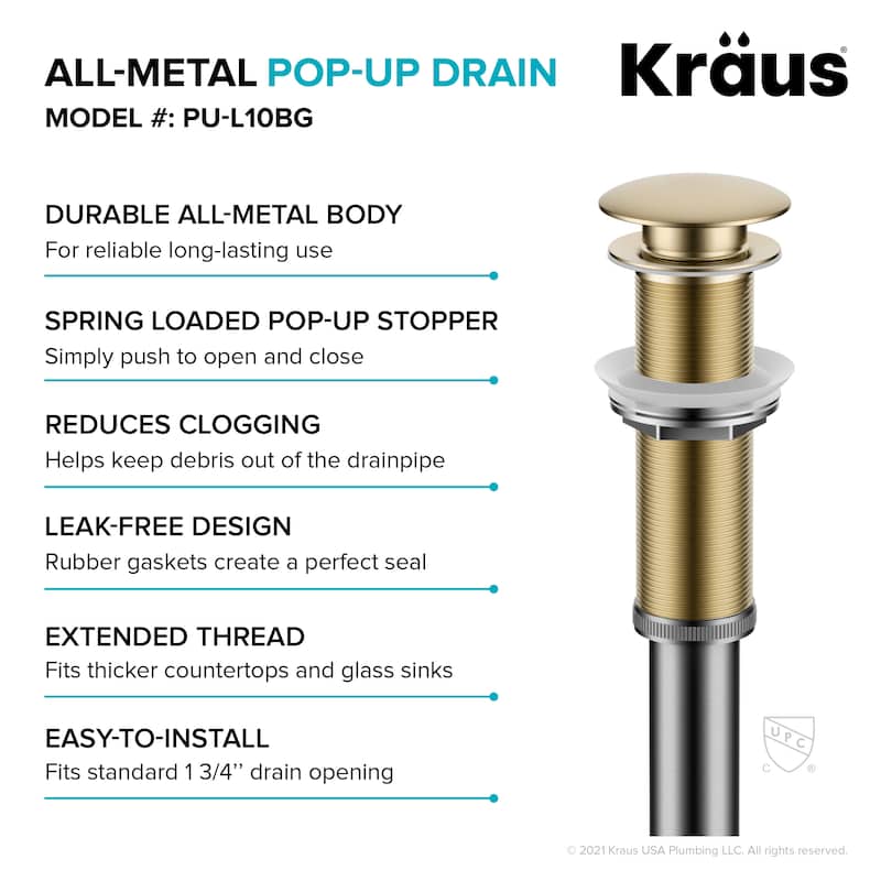 KRAUS Pop-Up Drain for Vessel Bathroom sink