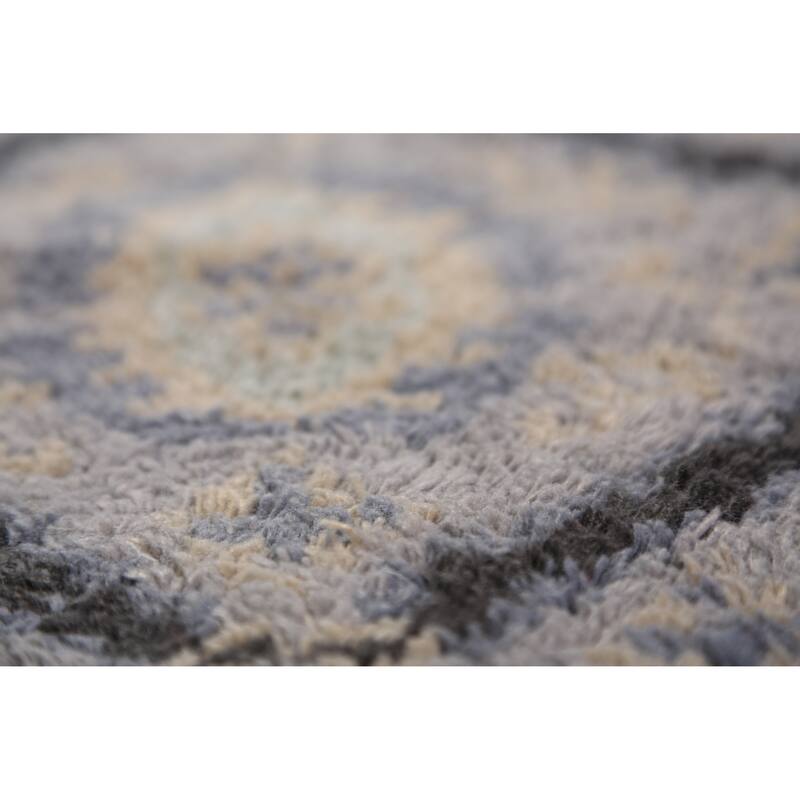 Trellis Plush Moroccan Shaggy Oriental Rug Hand-Knotted Wool Carpet - 4'10" x 7'11"