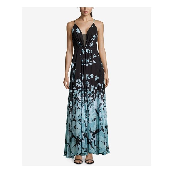 betsy & adam chiffon ruffle maxi gown