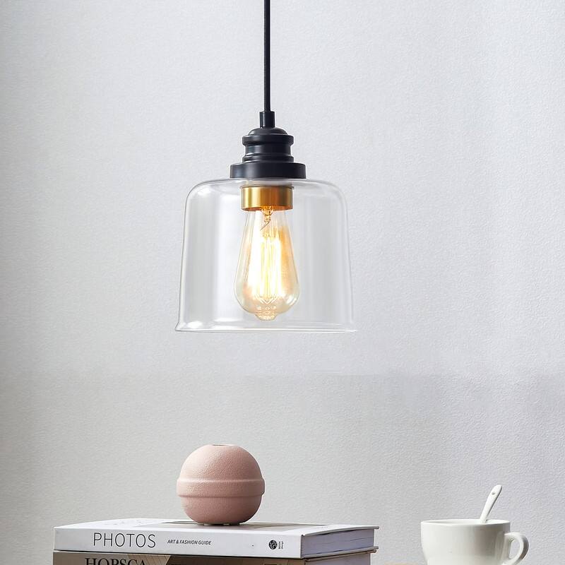 KAWOTI 1-Light Mini Pendant Light with Glass Shade - Adjustable up to 82"