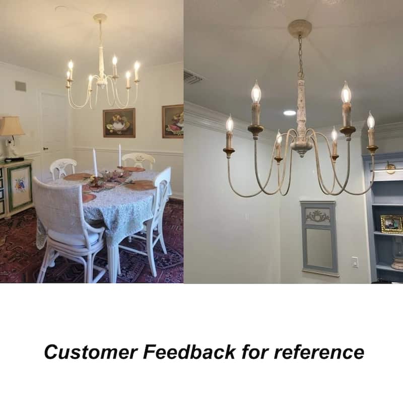 Modern Farmhouse Candle 6-Light Wheel Chandelier Wood French Country Dining Room Lighting - D30.5" x H25.5"