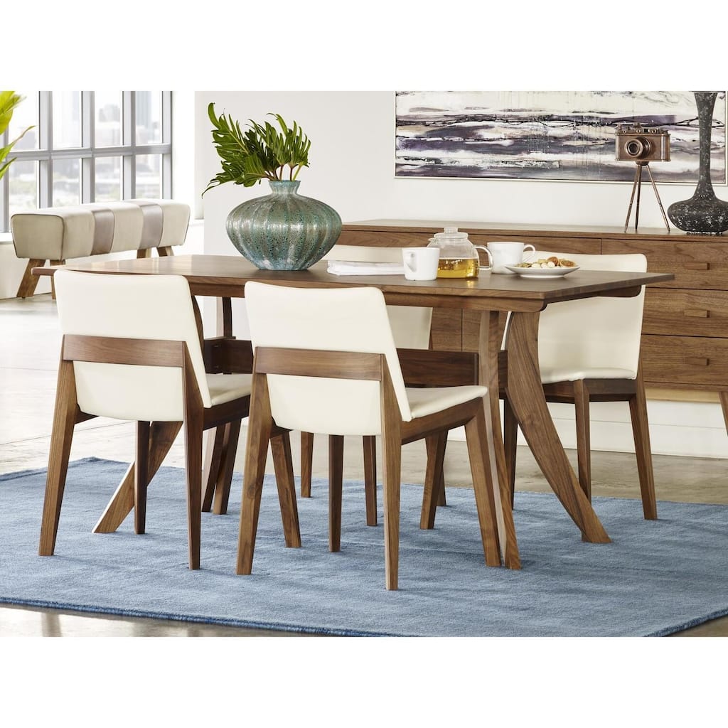 Rectangular Dining Table with Walnut Finish - Compact Wood Kitchen Table for Dining Room or Apartment - 63