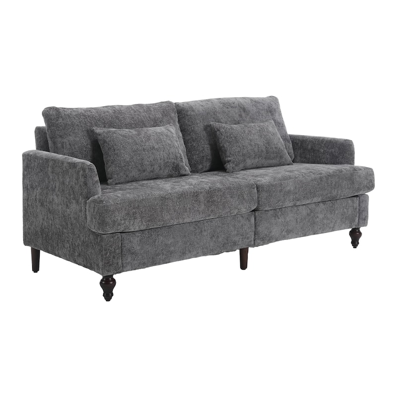 HOMEFUN Chenille Upholstered Mid Century Modern Wood Frame Loveseat for Living Room