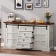 preview thumbnail 3 of 32, Farmhouse Sideboard Buffet Cabinet with Storage-Sliding Barn Doors and 4 Drawers
