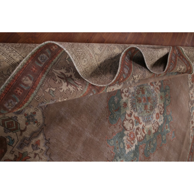 Over-Dyed Distressed Tabriz Persian Antique Wool Carpet - 9'11" x 12'11"