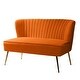 preview thumbnail 101 of 113, Monica Mid-century Channel Tufted Upholstered Loveseat ORANGE
