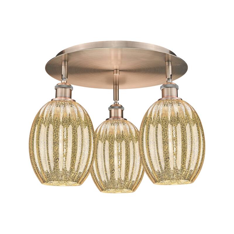 Innovations Lighting Endless Possibilities Ballston - Preston - 3 Light 18" Bulb Shade Flush Mount - Mercury/Antique Copper