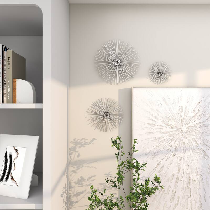 CosmoLiving by Cosmopolitan Metal 3D Starburst Wall Decor (Set of 3) - Silver, Gold, Black, Copper