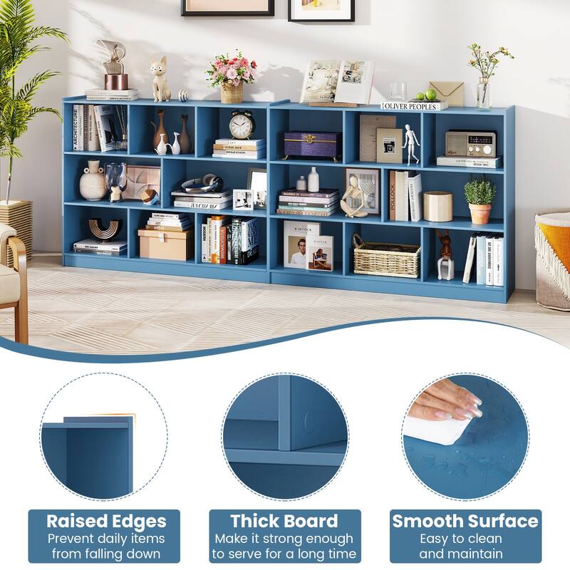 Freestanding 3-Tier Bookcase with 8 Open Cubes and Sturdy Screw Construction and Floor Protection