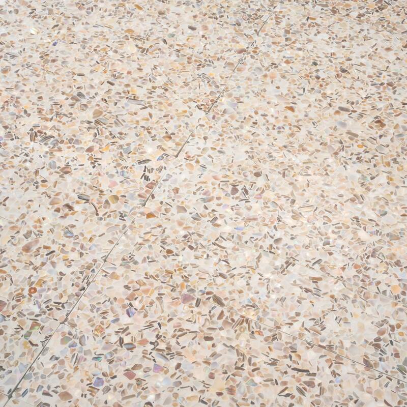 Amalfi 3x12 in. Glossy Shell, Terrazzo Elongated Subway Wall and Floor Tile (5 sq ft/case, 20-Pack)