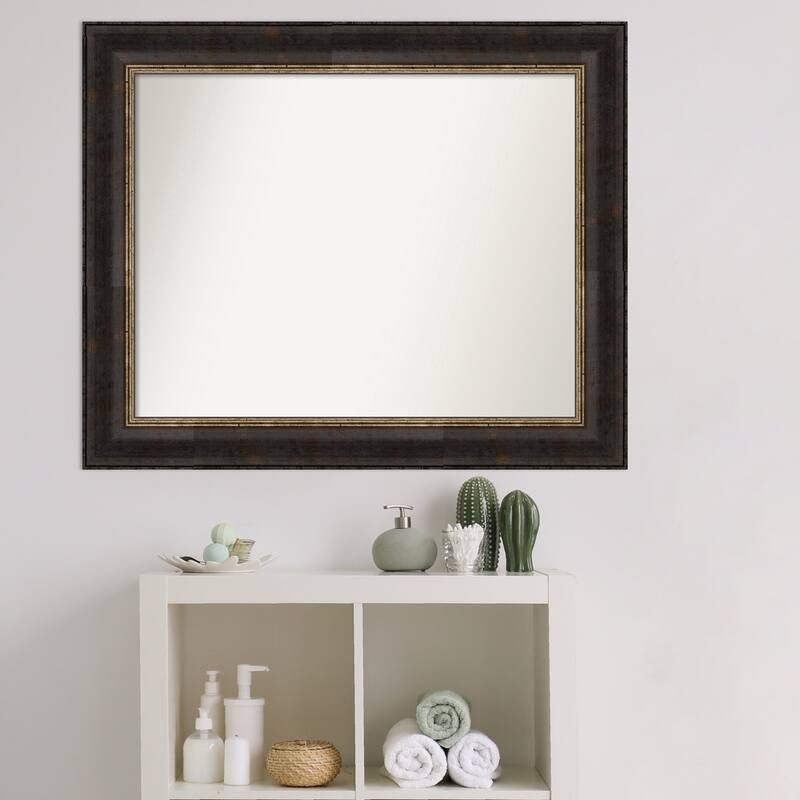 Non-Beveled Bathroom Wall Mirror - Varied Black Frame - Varied Black