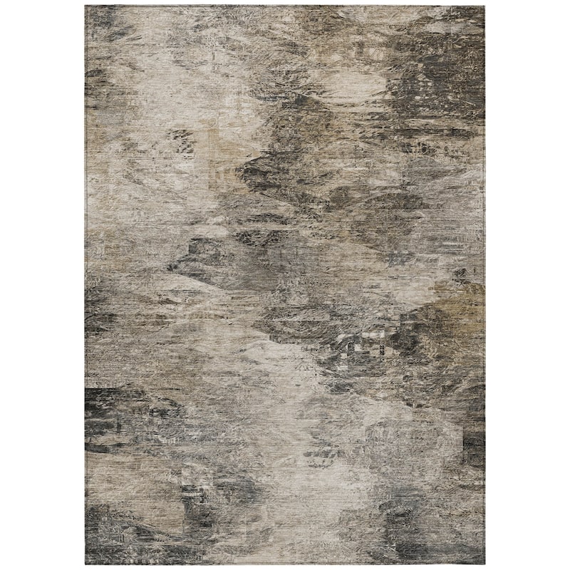 Machine Washable Indoor/ Outdoor Chantille Abstract Watercolor Rug