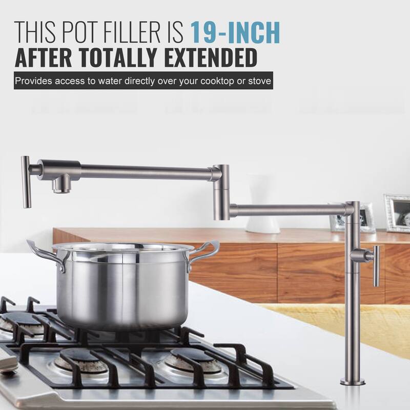 WOWOW Deck Mount Double Handle Pot Filler Faucet