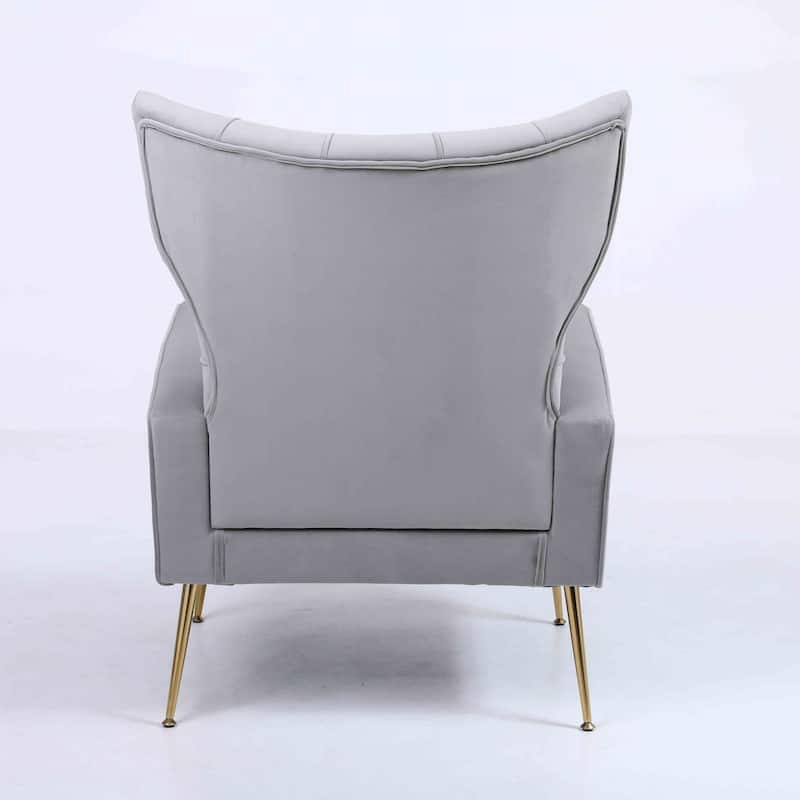 Modern Upholstered Accent Chair with Ottoman and Metal Legs for Living Space