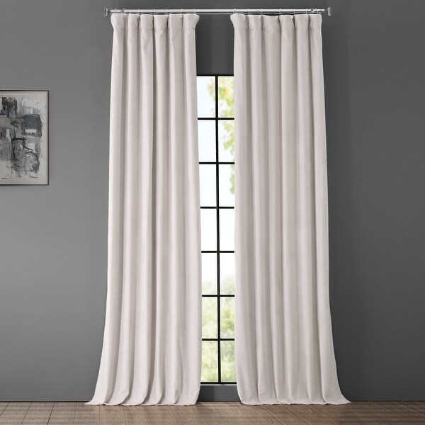 Exclusive Fabrics Signature Porcelain White Velvet Blkt Curtain Panel. Opens flyout.