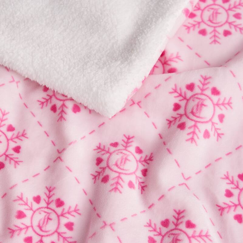 Juicy Couture Plush Reversible Sherpa Throw Blanket