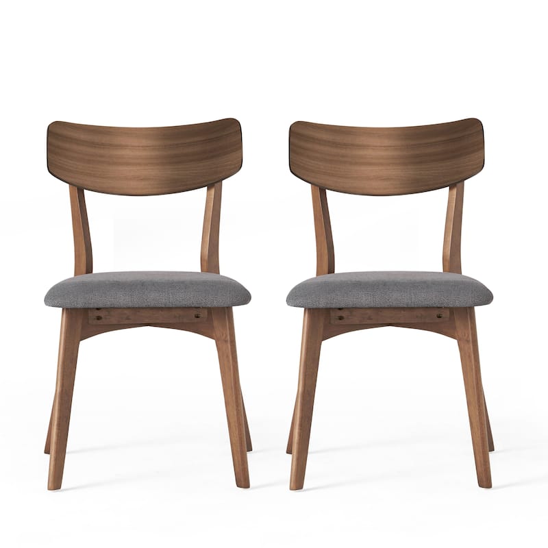 Dining Chairs Set of 2, Upholstered Dining Chairs with Curved Backrest, Kitchen Side Chairs with Solid Wood Legs