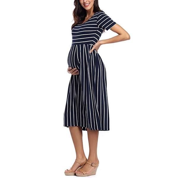 Shop Bbhoping Women S Summer Casual Striped Maternity Dress Short