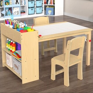 Kids Art Table and Chairs Set Craft Table with Large Storage Shelves ...