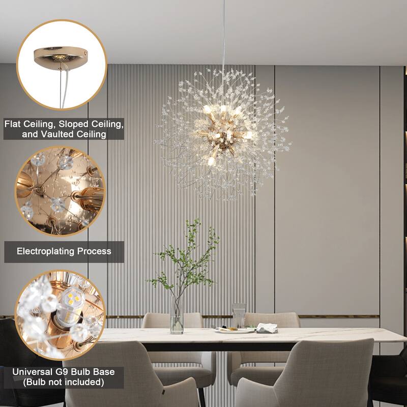 12-Light Linear Foyer Chandelier Lighting with Blowball Accent for Dining Room Kitchen Island