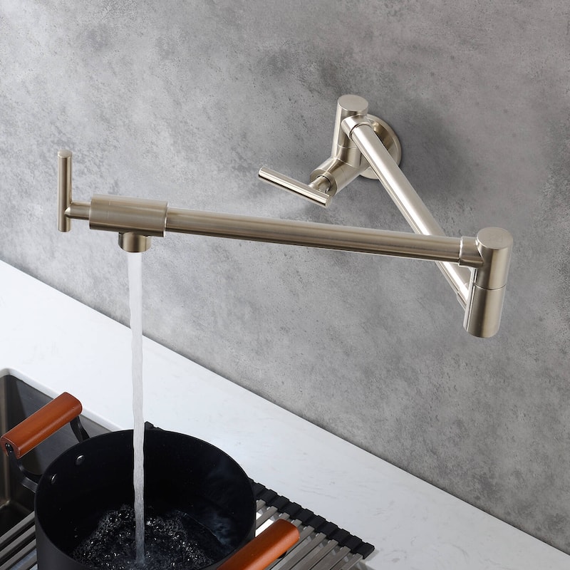 Dornberg Modern Wall Mount Pot Filler with 2 Handle Kitchen Faucet
