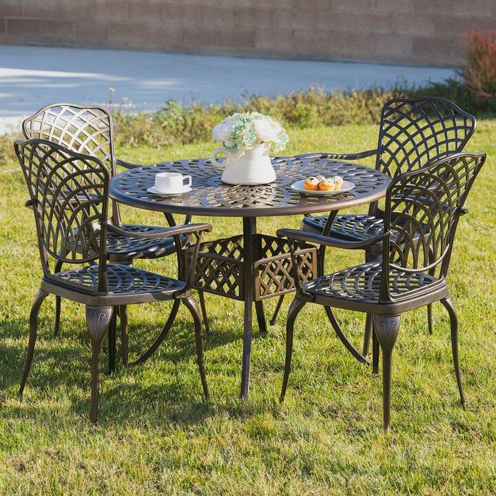 Kinger Home Arden 5-Piece Outdoor Dining Set for 4, Cast Aluminum